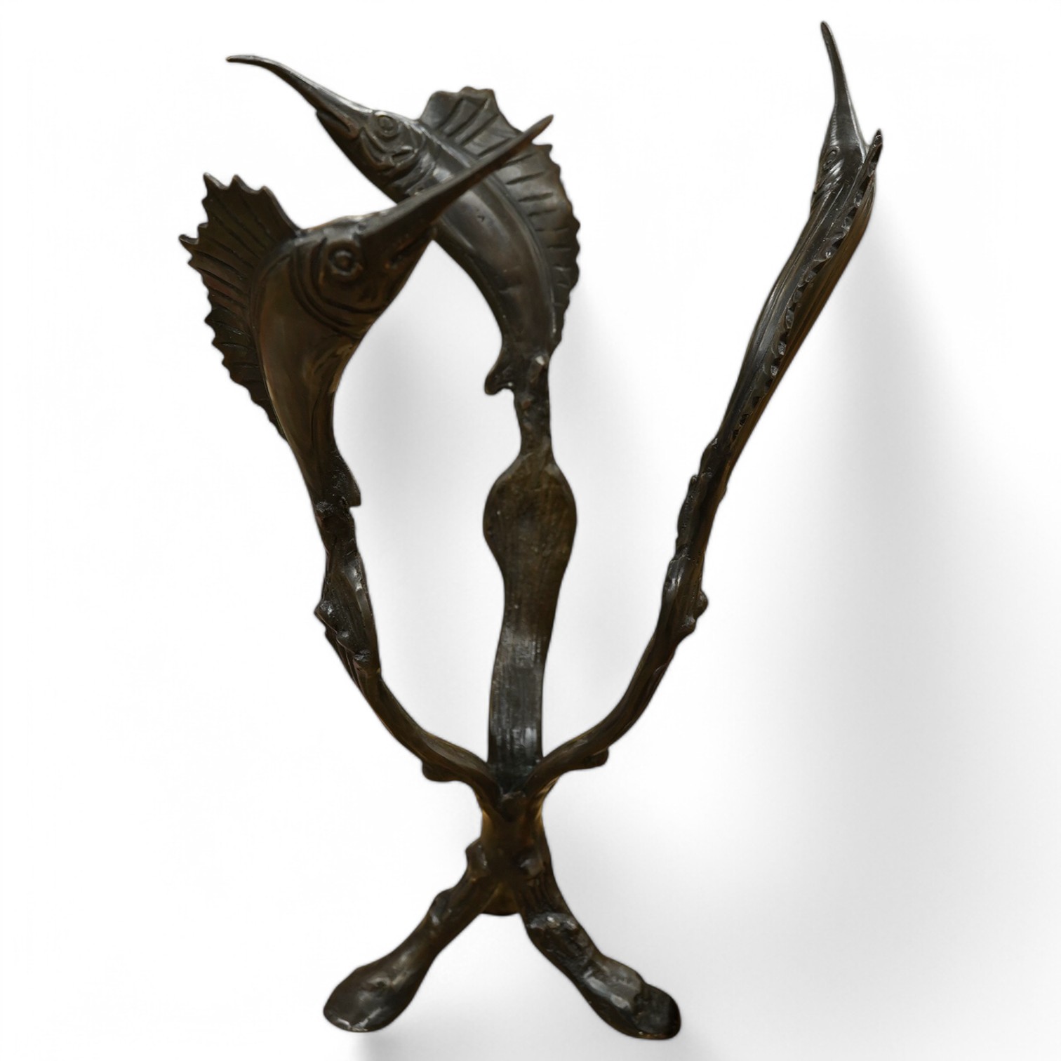 A Contemporary bronze 'marlin' centre piece, 35cm high. Condition - good